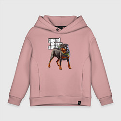 Толстовка оверсайз детская ЧОП - ротвейлер из GTA 5, цвет: пыльно-розовый