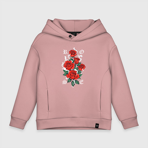 Детское худи оверсайз РОЗЫ ROSES SMOKE / Пыльно-розовый – фото 1