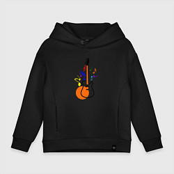 Толстовка оверсайз детская Цветная гитара, цвет: черный