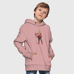 Толстовка оверсайз детская Сейбер в красном, цвет: пыльно-розовый — фото 2