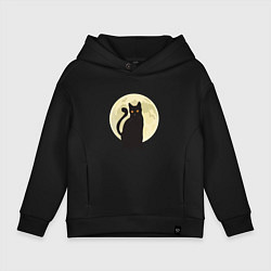 Толстовка оверсайз детская Moon Cat, цвет: черный