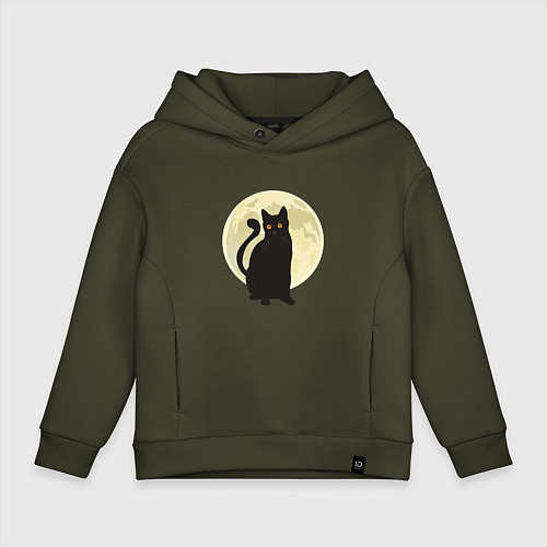 Детское худи оверсайз Moon Cat / Хаки – фото 1