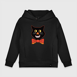 Толстовка оверсайз детская Smiling Cat, цвет: черный