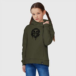 Толстовка оверсайз детская One Piece знак черной краской, цвет: хаки — фото 2