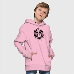 Толстовка оверсайз детская One Piece знак черной краской, цвет: светло-розовый — фото 2