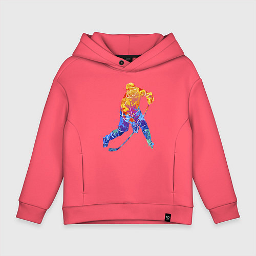 Детское худи оверсайз Хоккеист / Коралловый – фото 1