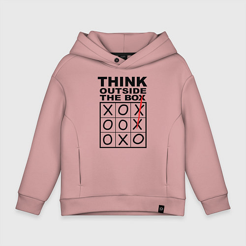 Детское худи оверсайз THINK OUTSIDE THE BOX / Пыльно-розовый – фото 1