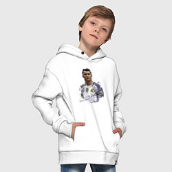 Толстовка оверсайз детская Cristiano Ronaldo Manchester United Portugal, цвет: белый — фото 2