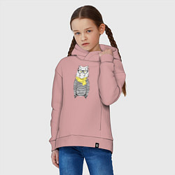Толстовка оверсайз детская Hipster Cat, цвет: пыльно-розовый — фото 2