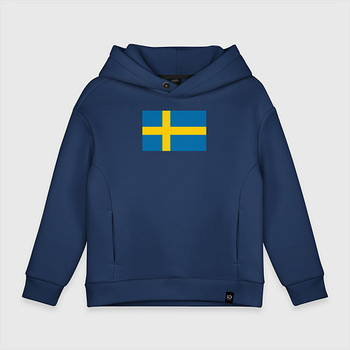 Детское худи оверсайз Швеция Флаг Швеции / Тёмно-синий – фото 1