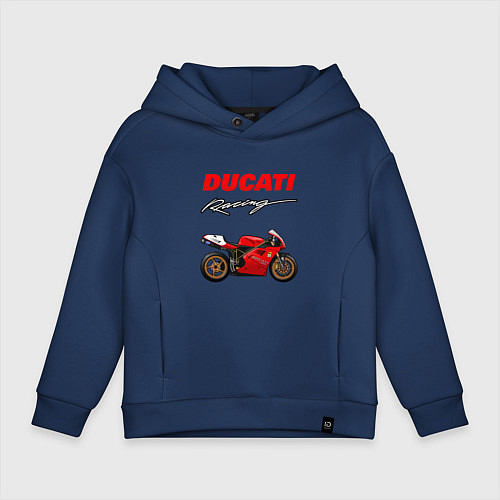 Детское худи оверсайз DUCATI ДУКАТИ MOTOSPORT / Тёмно-синий – фото 1