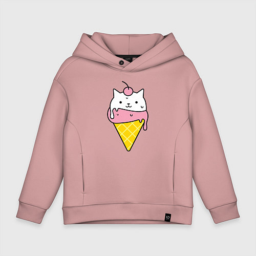 Детское худи оверсайз Ice Cream Cat / Пыльно-розовый – фото 1