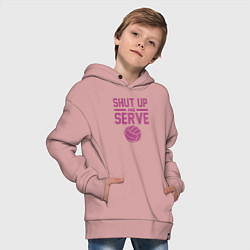 Толстовка оверсайз детская Shut Up And Serve, цвет: пыльно-розовый — фото 2