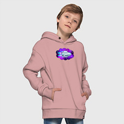 Толстовка оверсайз детская Космический корабль, цвет: пыльно-розовый — фото 2