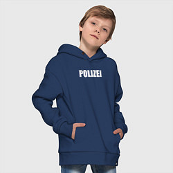 Толстовка оверсайз детская POLIZEI Полиция Надпись Белая, цвет: тёмно-синий — фото 2