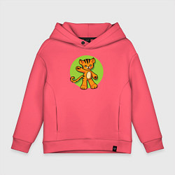 Толстовка оверсайз детская Hello Tiger, цвет: коралловый
