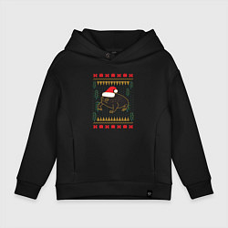 Толстовка оверсайз детская Рождественский свитер Жаба, цвет: черный