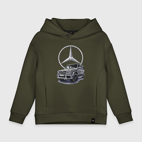Детское худи оверсайз Mercedes Gelendwagen G63 AMG G-class G400d / Хаки – фото 1
