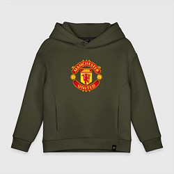 Толстовка оверсайз детская Манчестер Юнайтед логотип, цвет: хаки
