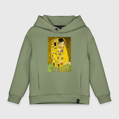 Детское худи оверсайз Поцелуй картина Климта / Авокадо – фото 1