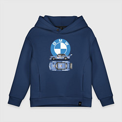 Толстовка оверсайз детская BMW Motorsport Retro, Germany, цвет: тёмно-синий