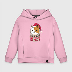 Толстовка оверсайз детская Christmas Cat, цвет: светло-розовый