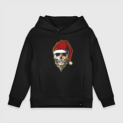 Толстовка оверсайз детская Santa Skull, цвет: черный