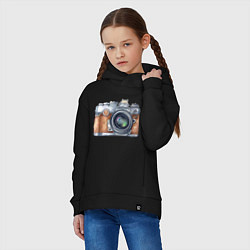 Толстовка оверсайз детская Ретро фотокамера, цвет: черный — фото 2