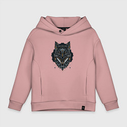 Толстовка оверсайз детская ЭТНИЧЕСКАЯ ЛИСА, АБСТРАКЦИЯ, цвет: пыльно-розовый