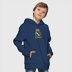 Толстовка оверсайз детская Real Madrid gold logo, цвет: тёмно-синий — фото 2