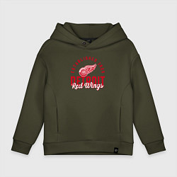 Толстовка оверсайз детская Detroit Red Wings Детройт Ред Вингз, цвет: хаки