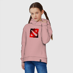 Толстовка оверсайз детская ЧЁРНО КРАСНОЕ ЛОГО ДОТА 2 DOTA 2 LOGO, цвет: пыльно-розовый — фото 2