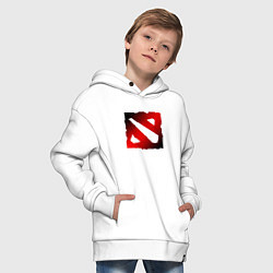 Толстовка оверсайз детская ЧЁРНО КРАСНОЕ ЛОГО ДОТА 2 DOTA 2 LOGO, цвет: белый — фото 2