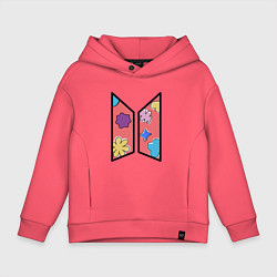 Толстовка оверсайз детская BTS Permission To Dance КОНФЕТКИ, цвет: коралловый