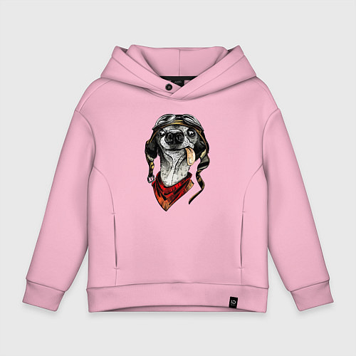 Детское худи оверсайз Biker dog / Светло-розовый – фото 1