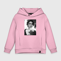 Толстовка оверсайз детская Timothee Chalamet с розами, цвет: светло-розовый