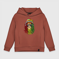 Толстовка оверсайз детская Rasta lioN, цвет: кирпичный