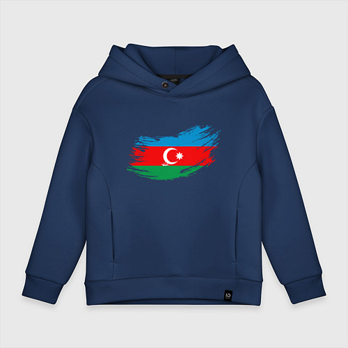 Детское худи оверсайз Флаг - Азербайджан / Тёмно-синий – фото 1