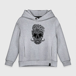 Толстовка оверсайз детская Skull hipster, цвет: меланж