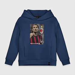 Толстовка оверсайз детская Paolo Cesare Maldini - Milan, captain, цвет: тёмно-синий
