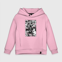 Толстовка оверсайз детская ДЖотаро Куджо на панели манги, цвет: светло-розовый