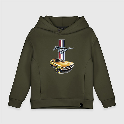 Детское худи оверсайз Mustang motorsport / Хаки – фото 1