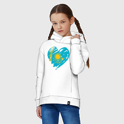 Толстовка оверсайз детская Kazakhstan Heart, цвет: белый — фото 2