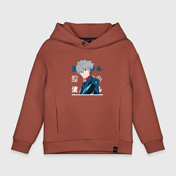 Толстовка оверсайз детская Евангелион Neon Genesis Evangelion, Kaworu Nagisa, цвет: кирпичный