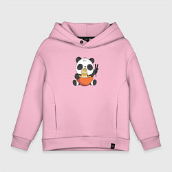 Толстовка оверсайз детская Cute Panda Eating Ramen, цвет: светло-розовый