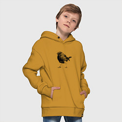 Толстовка оверсайз детская Птаха воробей Sparrow, цвет: горчичный — фото 2