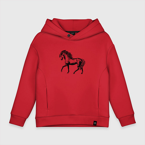 Детское худи оверсайз Мустанг Лошадь / Красный – фото 1