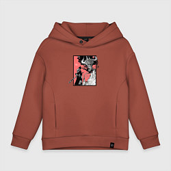 Толстовка оверсайз детская Луффи против Кайдо One Piece, цвет: кирпичный
