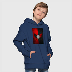 Толстовка оверсайз детская Череп Клоуна на красно-черном фоне, цвет: тёмно-синий — фото 2