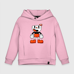 Толстовка оверсайз детская Cuphead красная чашечка, цвет: светло-розовый